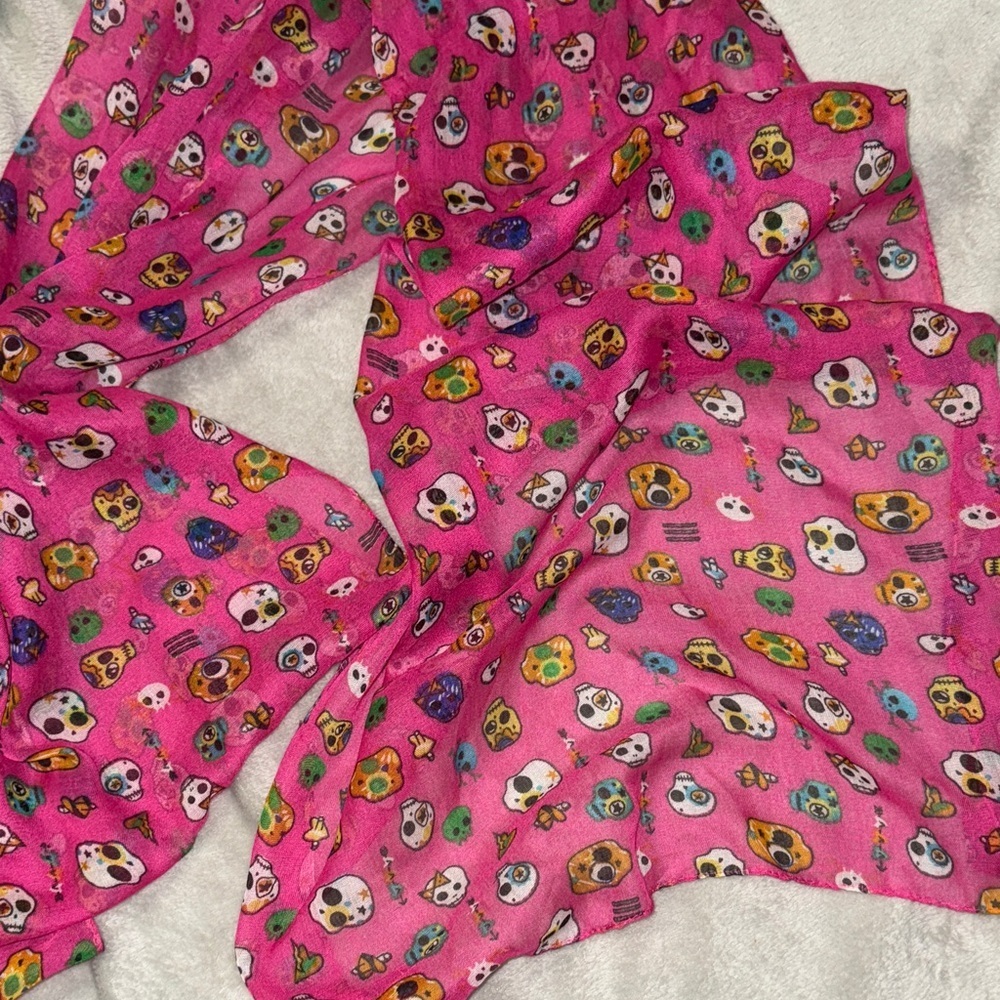 Pink Skull Pattern Scarf